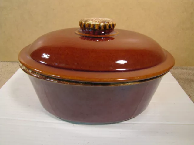 Vintage Hull USA Oven Proof Brown Drip Glaze 10" Lidded Casserole Baking Dish