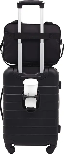 Wrangler Smart Luggage Set with Cup Holder and USB Port, Black, 2 Piece