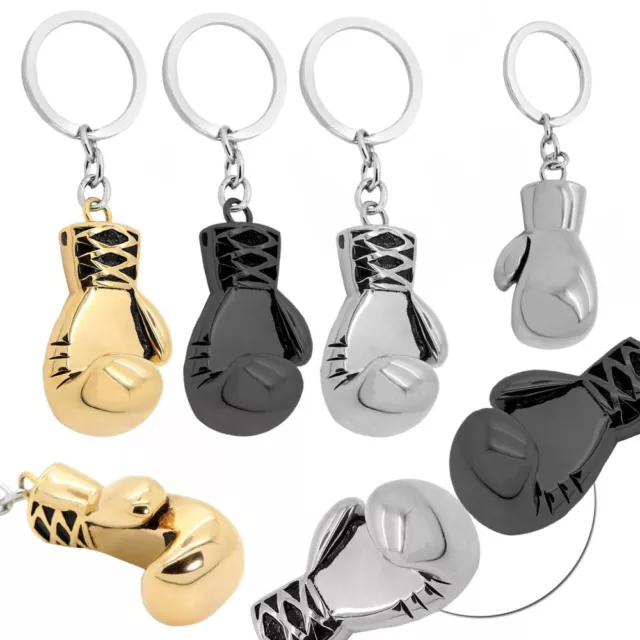 1 Porte-clés Pendentif Acier inoxidable Poing Gant de Boxe Sport Or Argent Noir