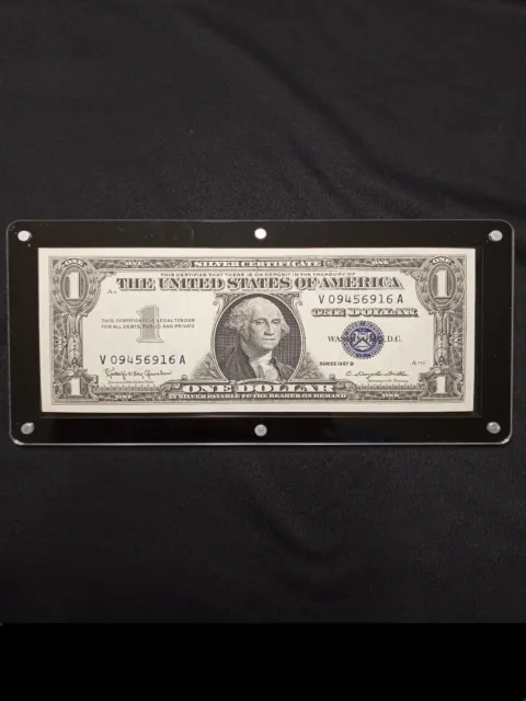 🇺🇸 Sale- 1957 B Silver Certificate Blue Seal $1 Bill In Acrylic UNCIRCULATED