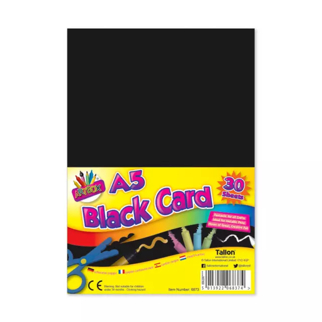 30 Sheets Of A5 Black Card- School Art Project Artist Craft Paper College