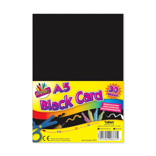 30 Sheets Of A5 Black Card- School Art Project Artist Craft Paper College