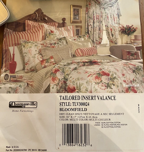 CENEFA FLORAL DE COLECCIÓN THOMASVILLE, 50"" x 17"" BLOOMFIELD NUEVO Blanco con flores grandes