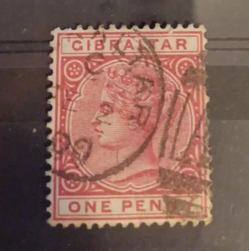 Gibraltar 1886 Stamp QV Sg40 One Penny Red Used 2