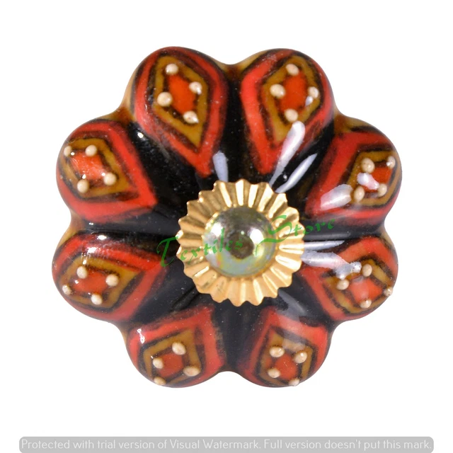 Lot of 10 PC Dotted Hand Painted Ceramic Knobs Cabinet Drawer Handle