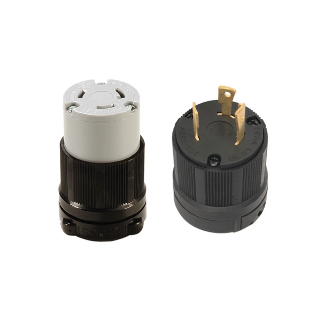 Set Presa E Spina Elettrica Con Blocco NEMA L6-30P L6-30R, 30A 250V, 3 Pin, Grado Industriale In PA66 E Rame - 3