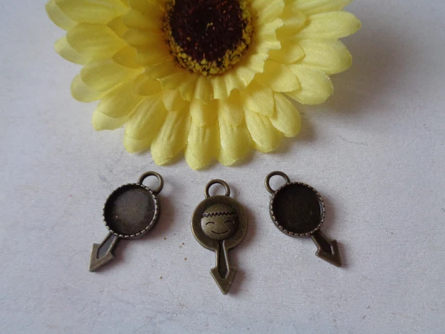 3 bronzene Anhänger "Pfeil" für 12mm Cabochon Modeschmuck Basteln
