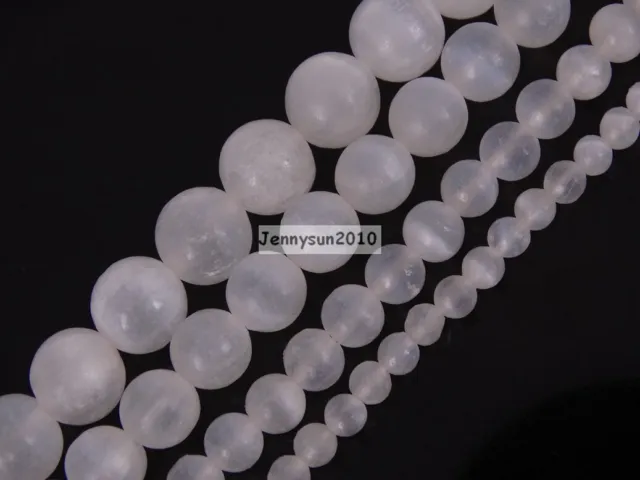 Natural Selenite Gemstone Round Spacer Loose Beads 15.5''Strand 4mm 6mm 8mm 10mm