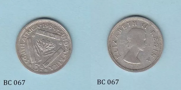 South Africa 3d Threepence 1954 (Elizabeth II) Silver Coin