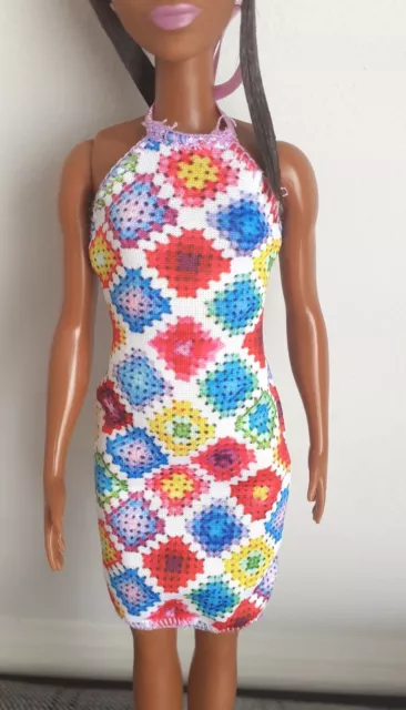Barbie Doll Clothes. Fashionista Crochet Look Halter Neck Dress. Fab! NEW!!