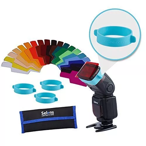 Selens universell Blitz Farbe Gele Filter + zwei blau Griff Sets für Canon