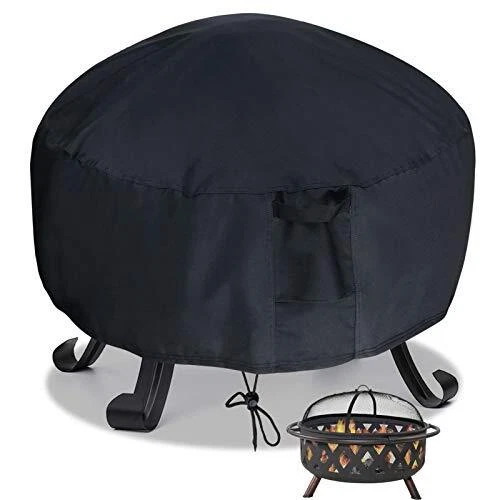 Fire Pit Cover,32 Inch Round Waterproof Firepit Round: 32" D x 16" H Black