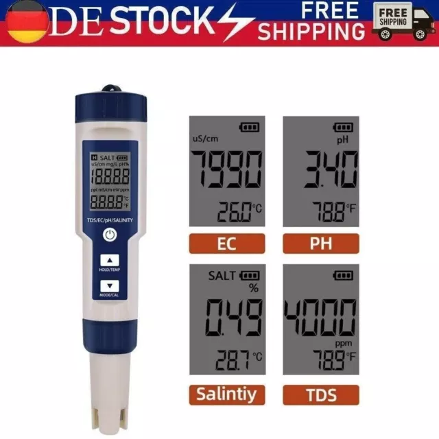 Digital PH Wert + TDS EC Wasser Messgerät Tester Meter Aquarium Pool Prüfer 0-14