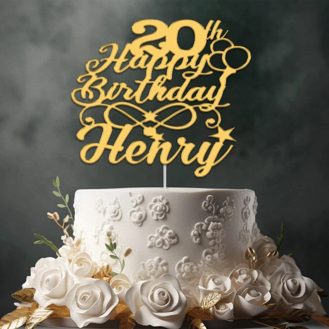 PERSONALISED ACRYLIC CAKE Mirrored Topper Happy Birthday Custom Any ...