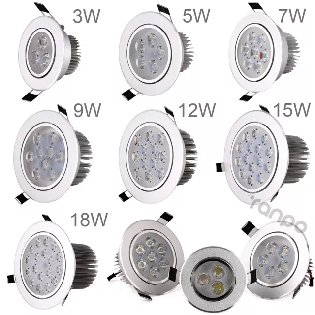 High Power 3W to 18W LED Dimmable Recessed Ceiling Downlight Lamp Lights Bulb