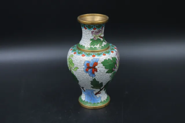 Vintage Cloisonne Metall Vase China Asiatika Zellenemail Blumen Schmetterling