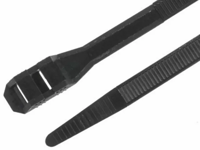 RS Pro Black Nylon Double Locking Cable Tie Cable Tie, 265mm x 9 mm