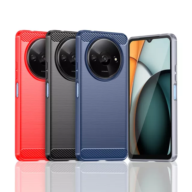 For Xiaomi Redmi A3 Shockproof Carbon Fiber Case Slim Brushed Rubber Soft Cover