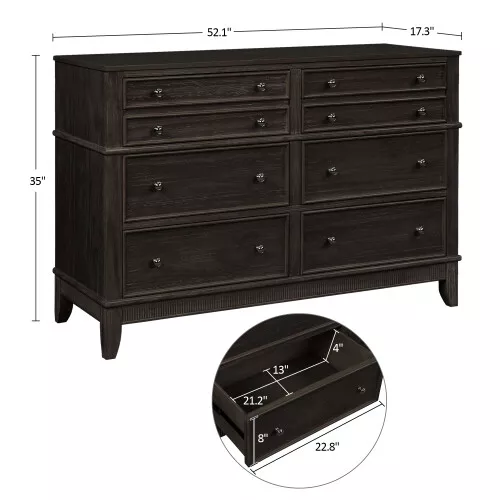 6 Drawer Dresser Solid Wood Chest of Drawers Large Storage Cabinets for Bedroom 2