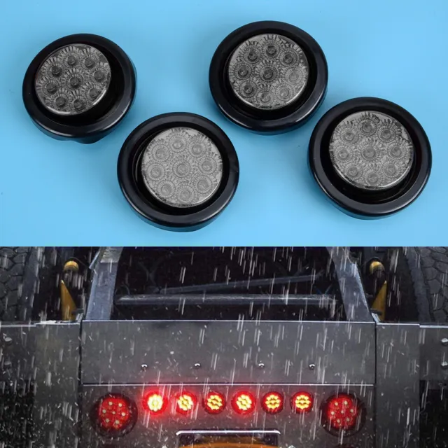 4Pcs 2" Round Red LED Side Marker Light Clearance Fit For Truck Trailer Van zy