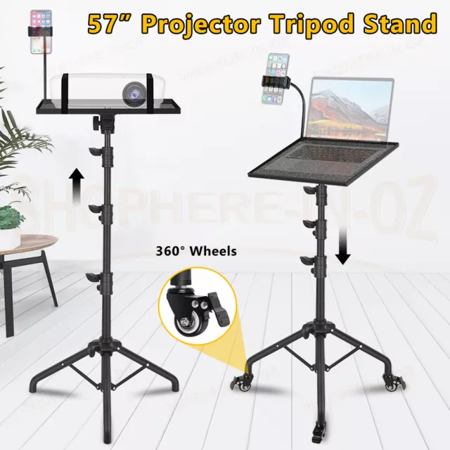 Adjustable Projector Stand Notebook Laptop Tripod Lectern Bracket & Tray Wheels