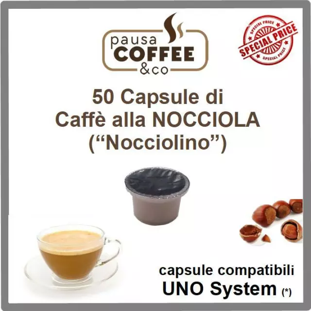 50 capsule cialde CAFFE' ALLA NOCCIOLA ("NOCCIOLINO") compatibile UNO SYSTEM