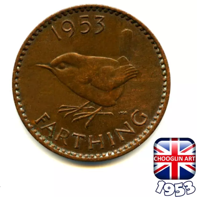 A BRITISH 1953 ELIZABETH II FARTHING ¼d coin, 71 Years Old!