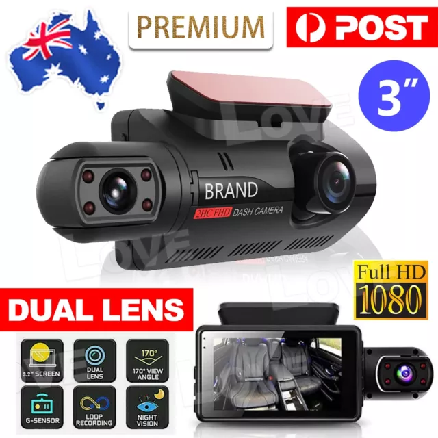 Dual Lens Car DVR Dash Cam Video Recorder 1080P G-Sensor Front And Inside Camera