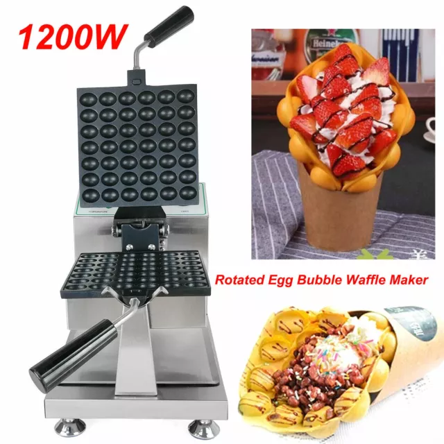 Electric Rotated Egg Bubble Waffle Maker Commercial Mini Waffle Machine 1200W