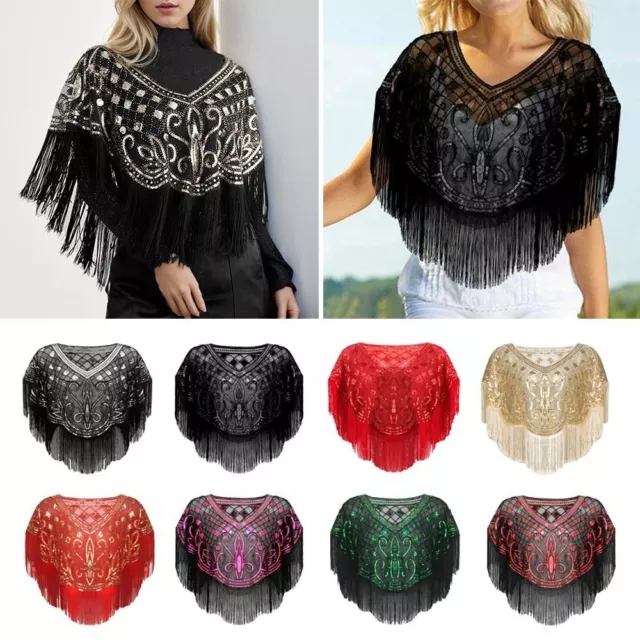 Sequin Beaded Sequin Shawl Polyester Yarn Dress Shawl Flapper Shawl  Wedding