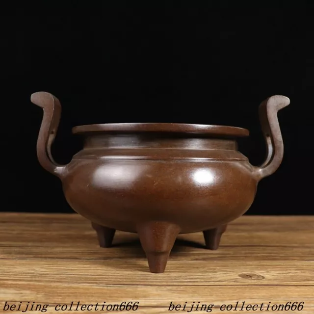 8.6" Marked china Ancient dynasty bronze Feng Shui Incense burner Censer statue