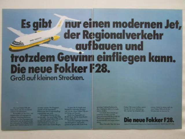 5/1980 Pub Fokker Aircraft F28 Airliner Air Ring Airline Original German Ad