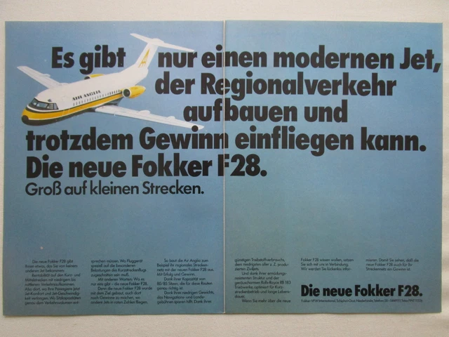 5/1980 Pub Fokker Aircraft F28 Airliner Air Ring Airline Original German Ad