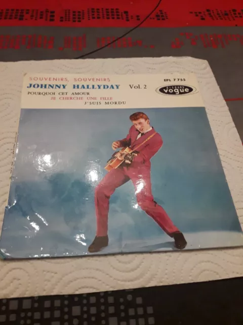 45 Tours Johnny Hallyday Vogue EPL.7755 Souvenirs  Souvenirs + 3 Lettrages  Fins