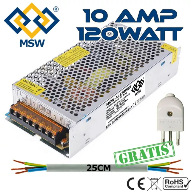Trasformatore Alimentatore Stabilizzato 10A Amp - Out 12V Imput 220V - 120 Watts
