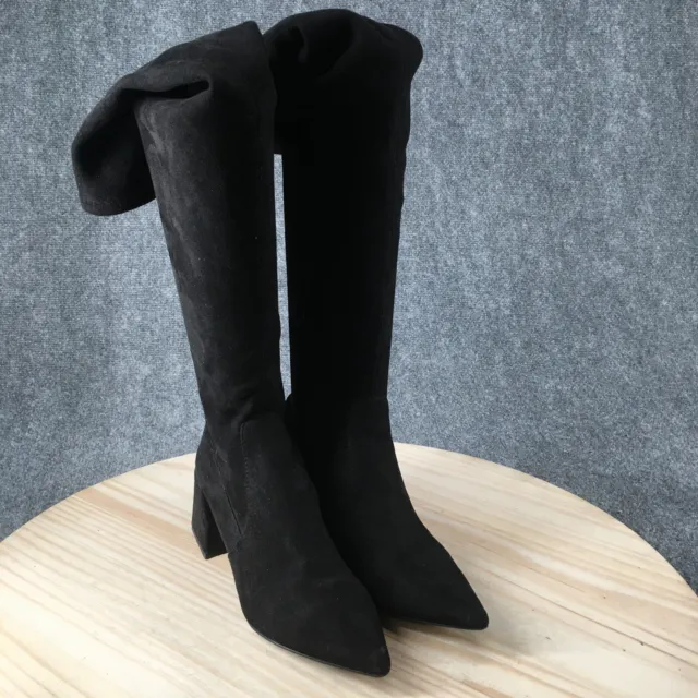 Steve Madden Boots Womens 8M Shari Over The Knee Pointed Boot Black Fabric Heels 3