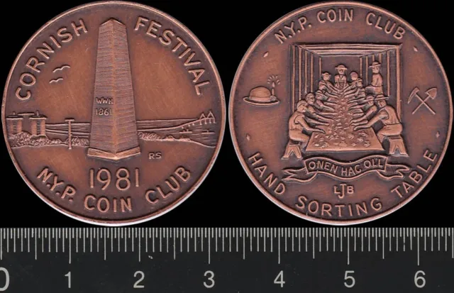 Australia: 1981 Cornish Festival NYP Coin Club Hand Sorting Table medal