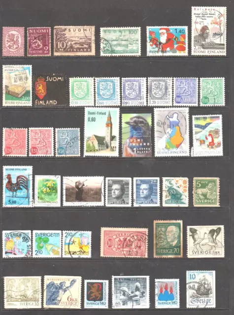 World - BULK - FINLAND/NORWAY/SWEDEN -  Two scans 65 stamps fine used