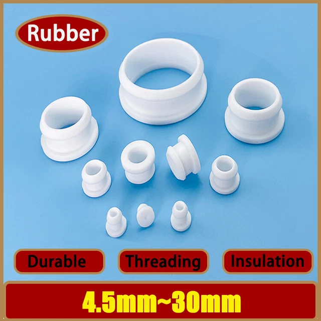 Rubber Overcoil 4~30mm Inverted Buckle Through Hole Double Sided Coil Seal White
