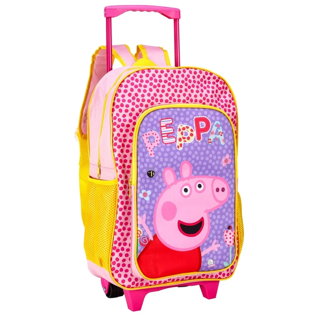 PEPPA PIG WHEELED Deluxe Trolley Backpack Cabin Luggage Girls Pink