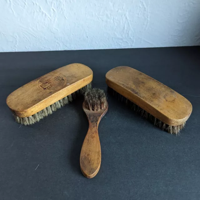 Shoe Shine Brushes All Vintage Lot Of 3 - 1 Horse/boar 2 Horse Hair.  X9