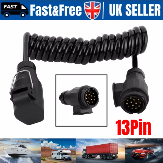 13Pin To 13Pin Adapter Cable Trailer Extension Spring Caravan Towing Socket Plug