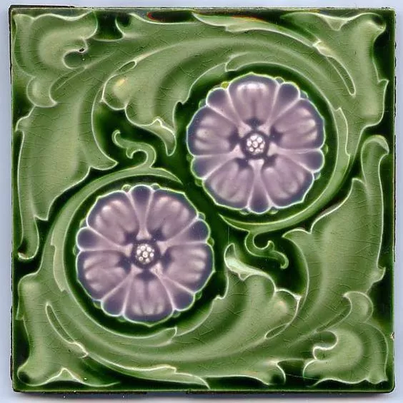 Art Nouveau Vintage Ceramic Tile Rare Reproduction Majolica Alfred Meakin UK