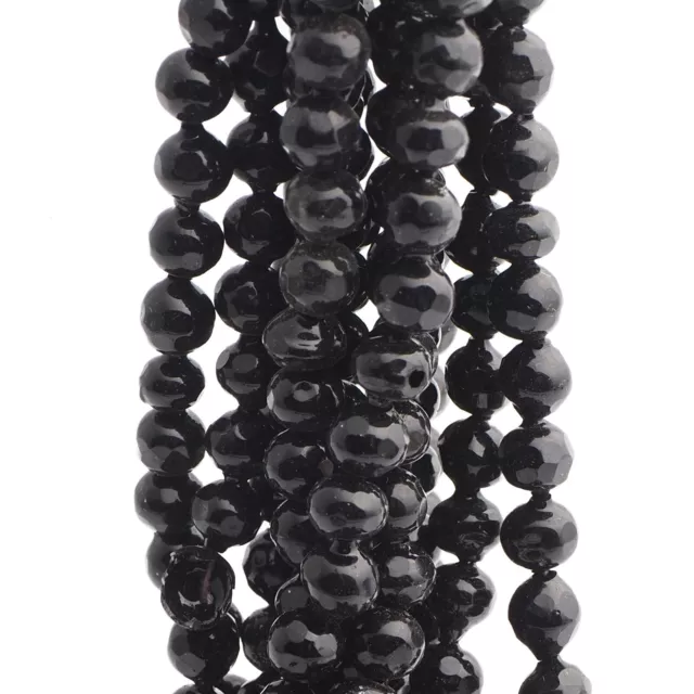 Hank (280) Czech antique Victorian blown hollow black round glass beads 6mm