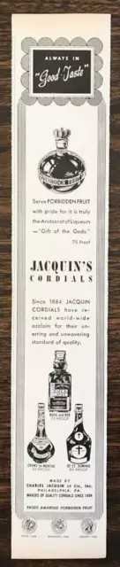 1944 Charles et Cie Jacquin's Cordials PRINT AD Forbidden Fruit Creme de Menthe