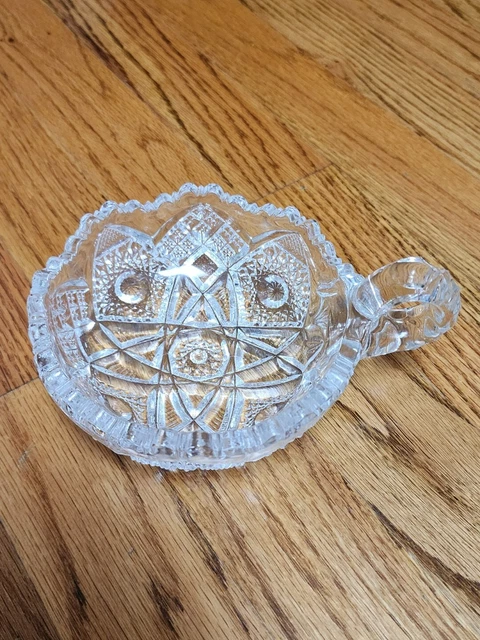 Vintage American Brilliant Cut Glass "Nappy"  Bowl w/ handle  candy, nut, dish