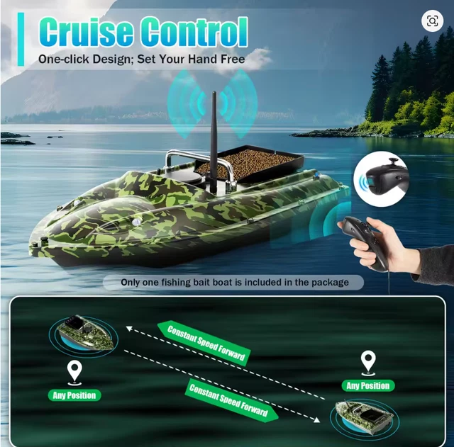 Bateau Appât SENDERPICK 500m Avec GPS - Radiocommandé, Pêche, 1.5kg Charge, Gris