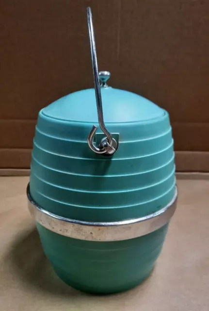 Classic Green Bakelite with chrome detail Stepped & lidded biscuit barrel.