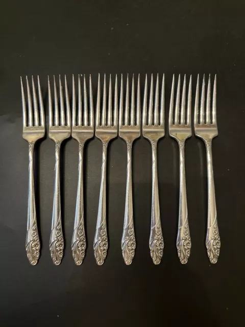 Oneida Silver Plate Evening Star Set Of 8- Dinner Forks