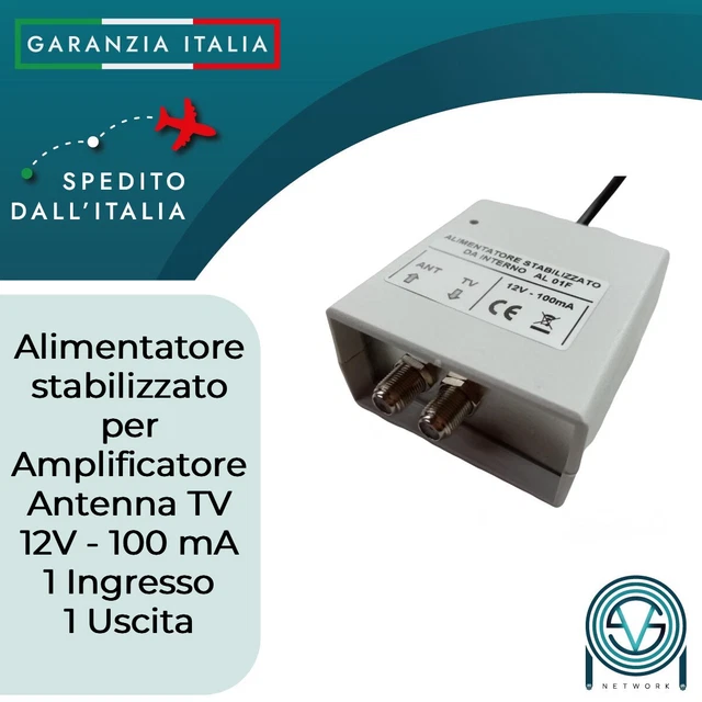ALIMENTATORE PER AMPLIFICATORE antenna TV da palo 12V 100 mA 1 uscita